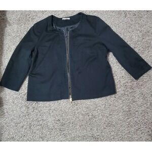Roz & Ali Womens Cropped Jacket Extra Large Black Casual Minimalist Preppy Lined